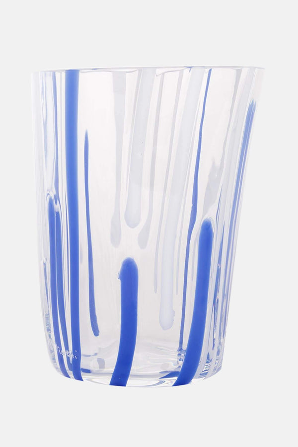 Verre en cristal bleu et blanc Carlo Moretti