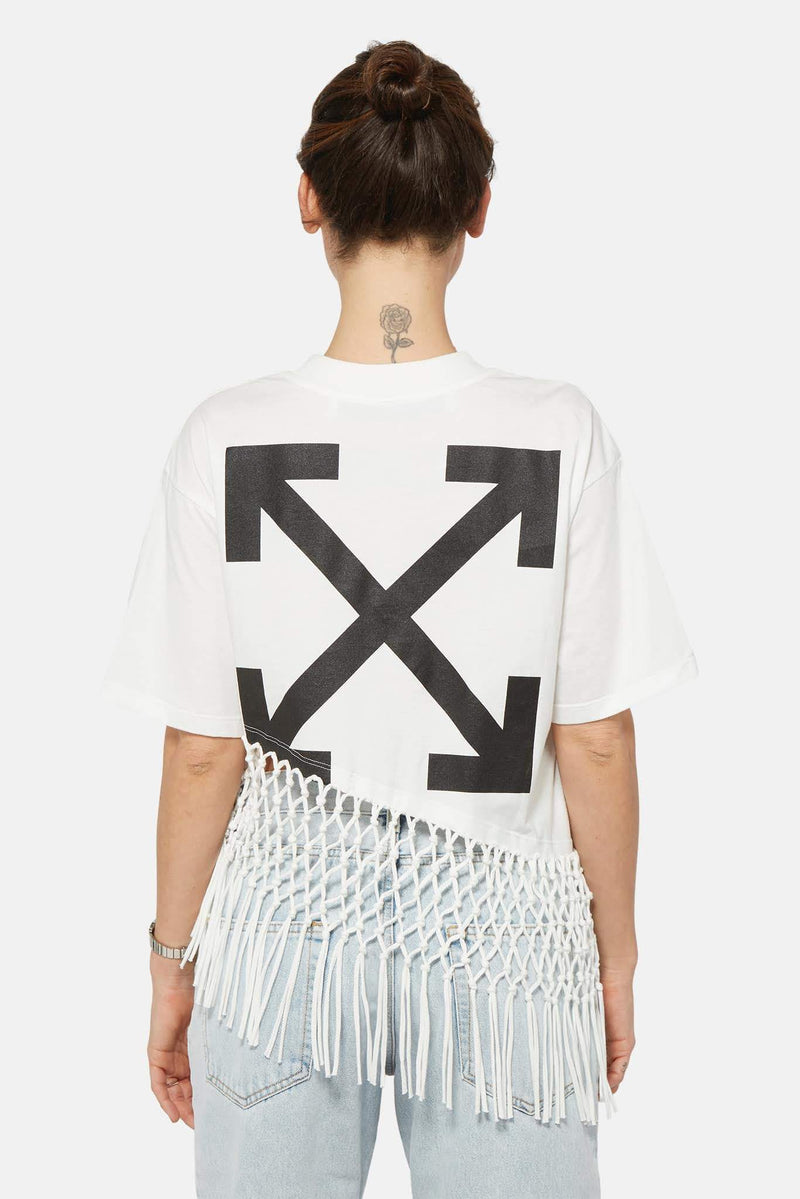 T-shirt blanc à ourlet asymétrique Off-White