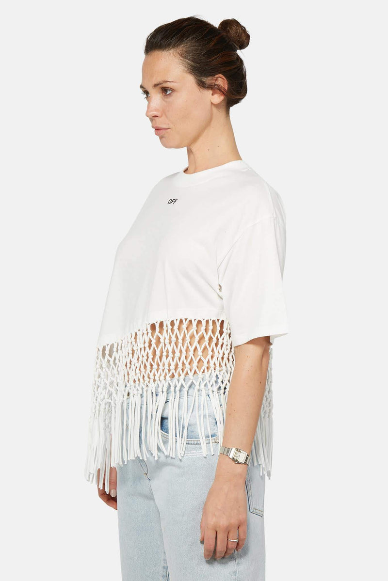 T-shirt blanc à ourlet asymétrique Off-White