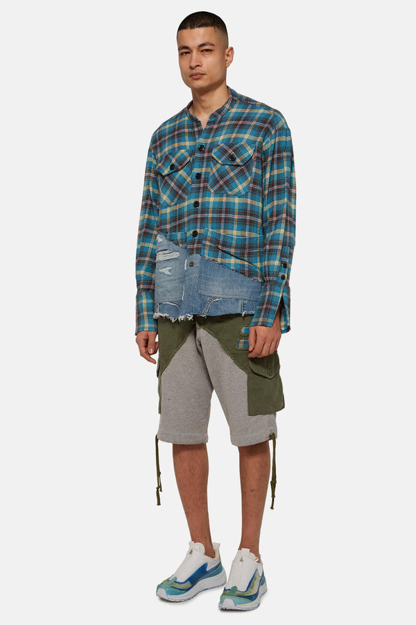 Chemise à carreaux bleue Greg Lauren