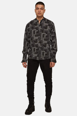 Chemise à motif noire Greg Lauren