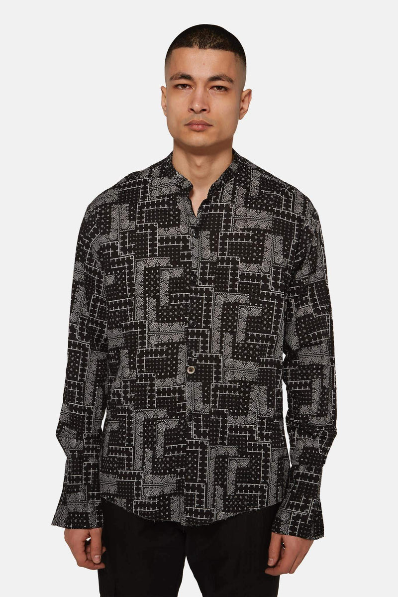 Chemise à motif noire Greg Lauren