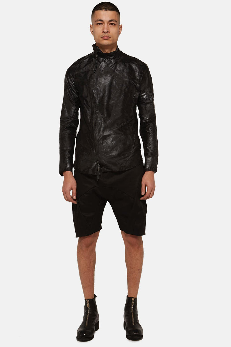 Veste en latex enduit noire Leon Emanuel Blanck