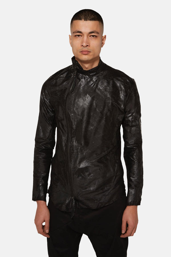 Veste en latex enduit noire Leon Emanuel Blanck