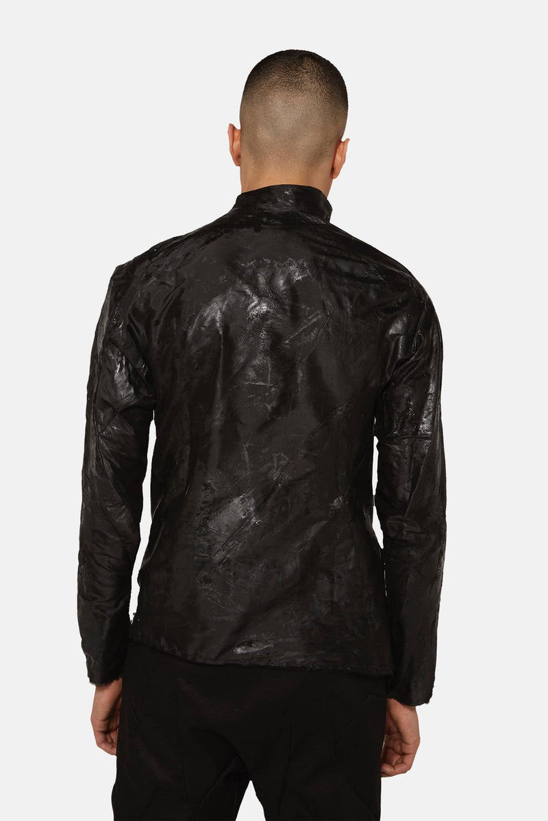 Veste en latex enduit noire Leon Emanuel Blanck