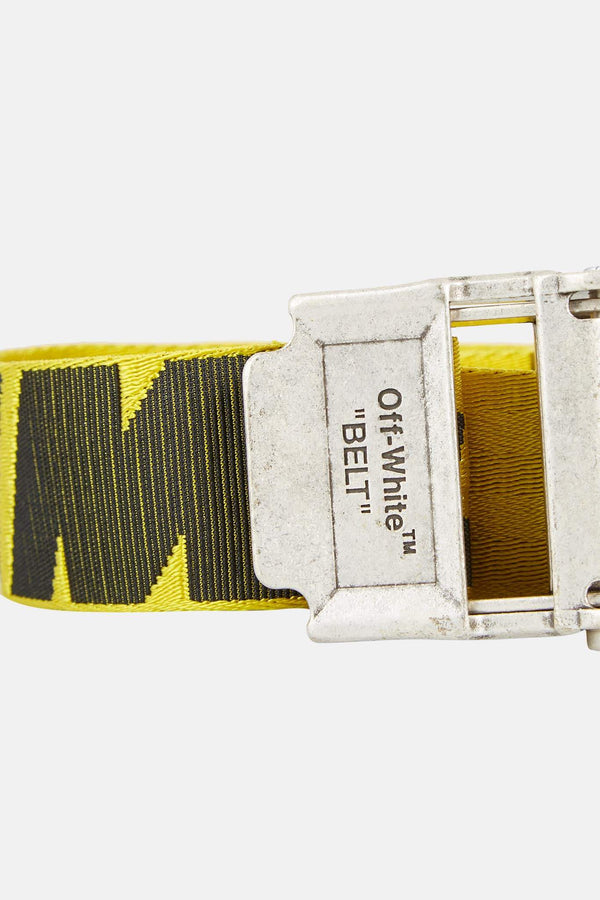 Ceinture industrielle jaune à boucle argentée Off-White