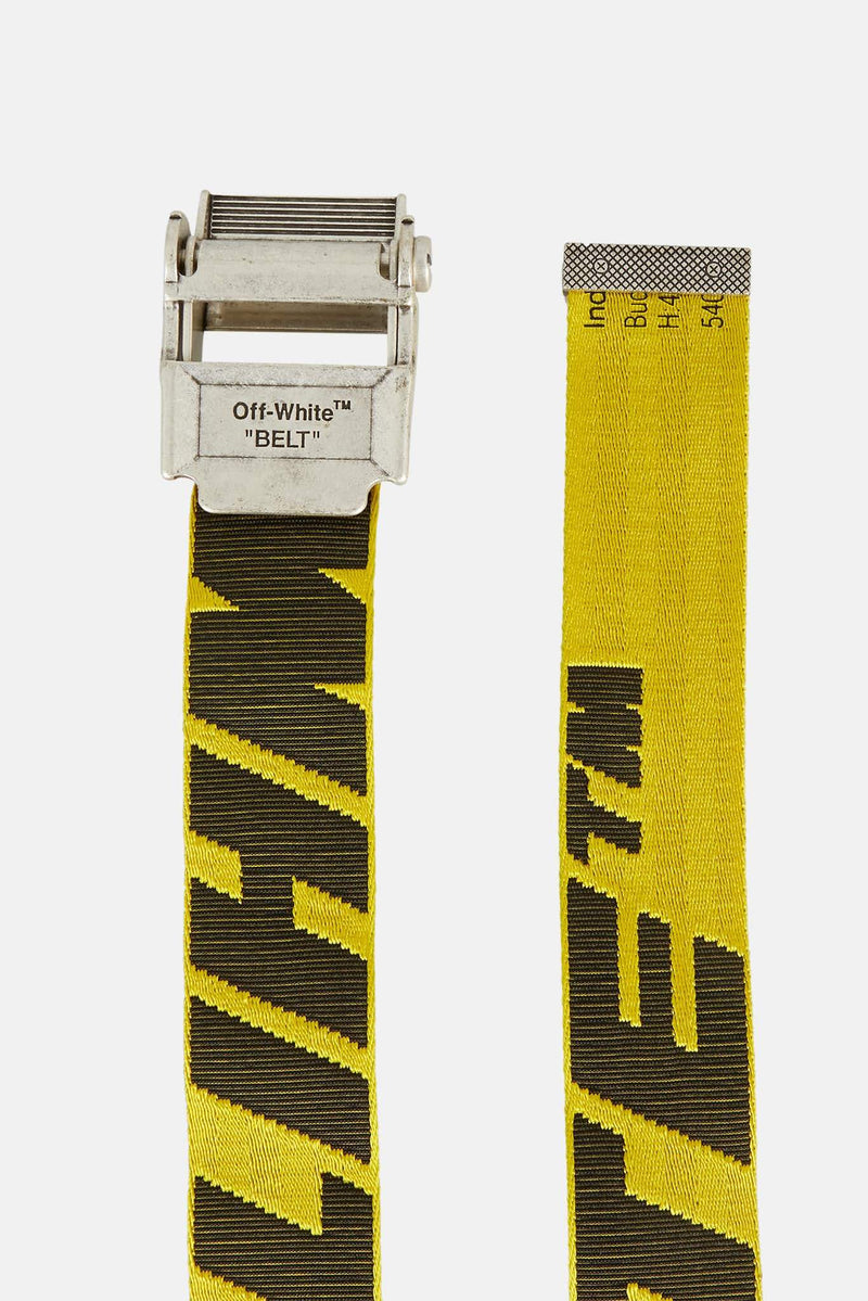 Ceinture industrielle jaune à boucle argentée Off-White