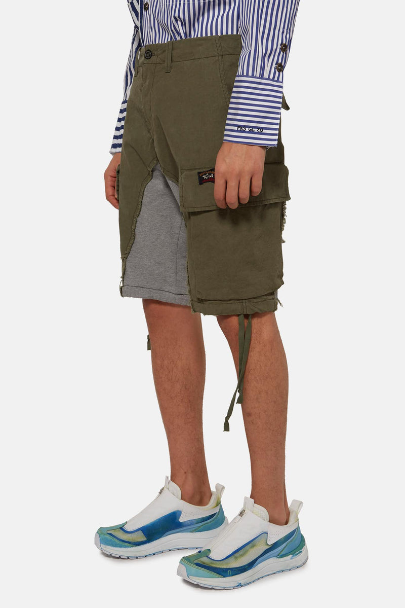 Short à empiècement kaki Paul & Shark x Greg Lauren