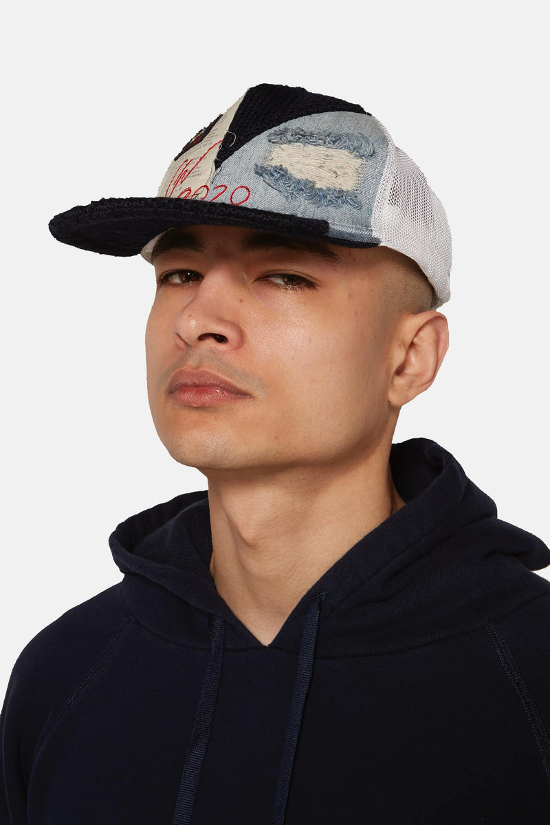 Casquette à empiècement denim bleu marine Paul & Shark x Greg Lauren