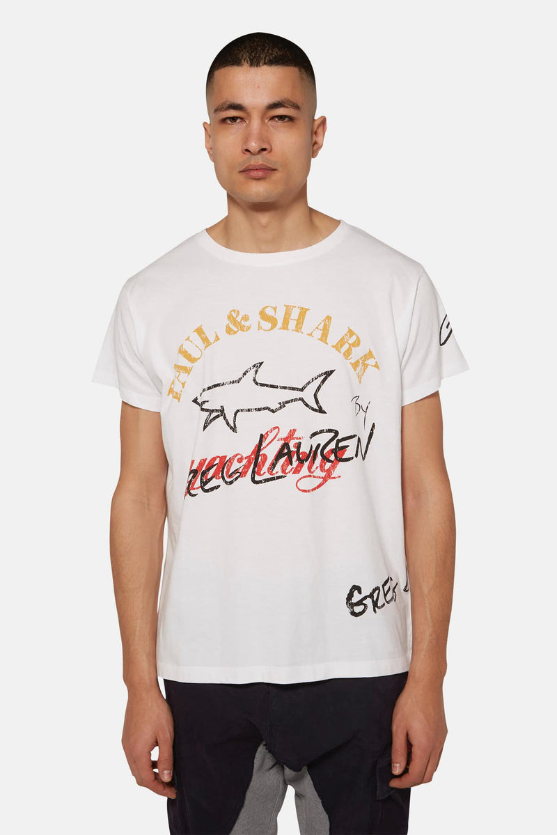 T-shirt imprimé blanc Paul & Shark x Greg Lauren