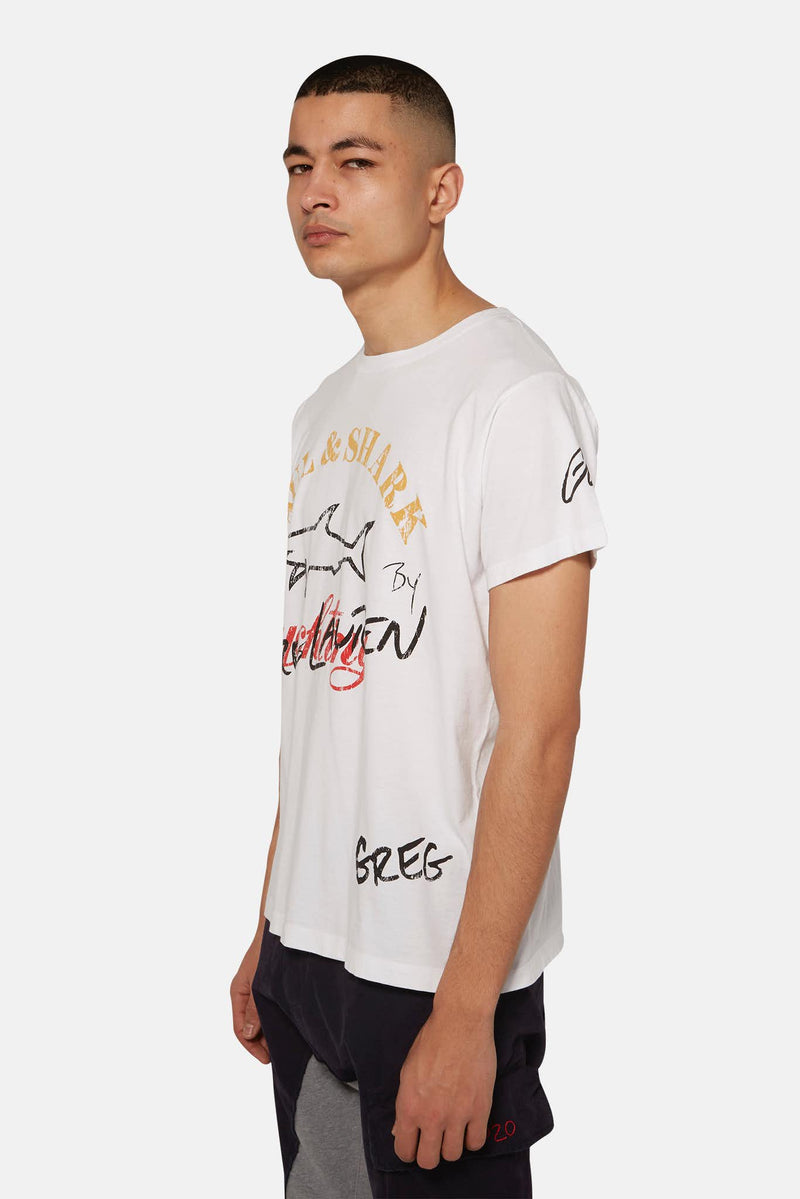 T-shirt imprimé blanc Paul & Shark x Greg Lauren