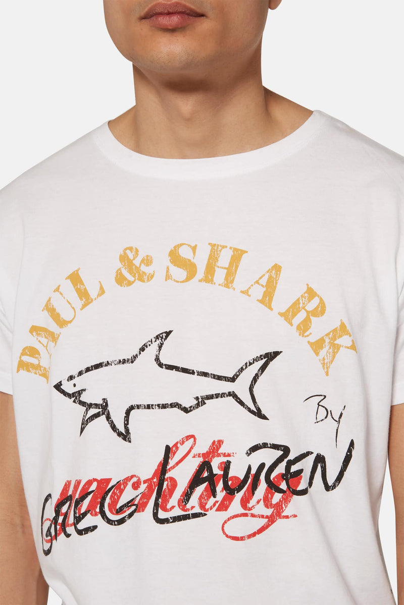 T-shirt imprimé blanc Paul & Shark x Greg Lauren