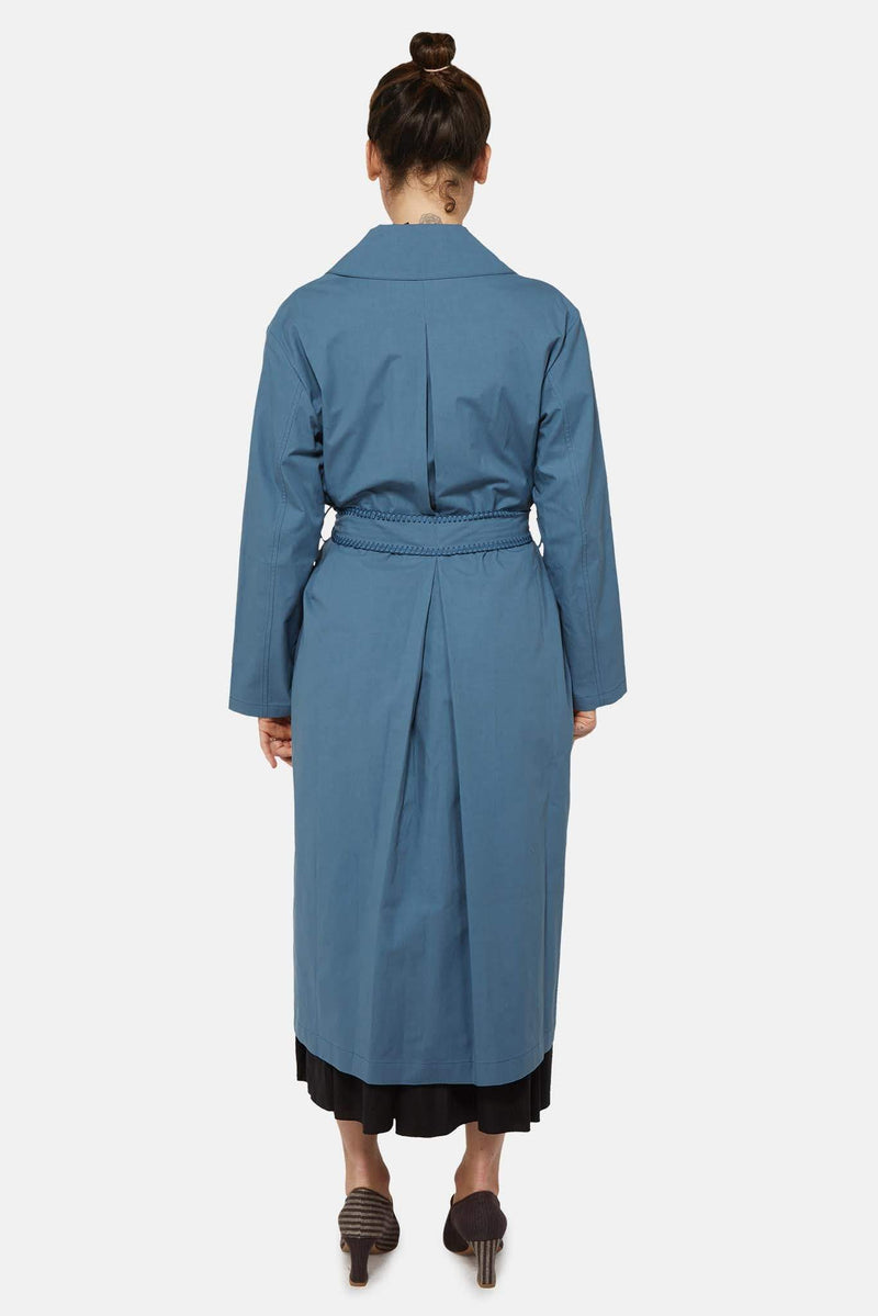 Trench bleu-vert en coton Sara Lanzi