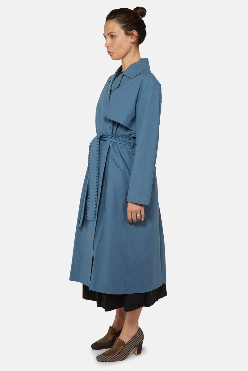 Trench bleu-vert en coton Sara Lanzi