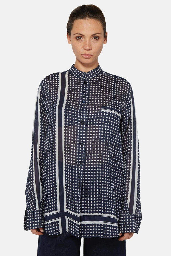 Chemise bleue à imprimé géométrique Sara Lanzi