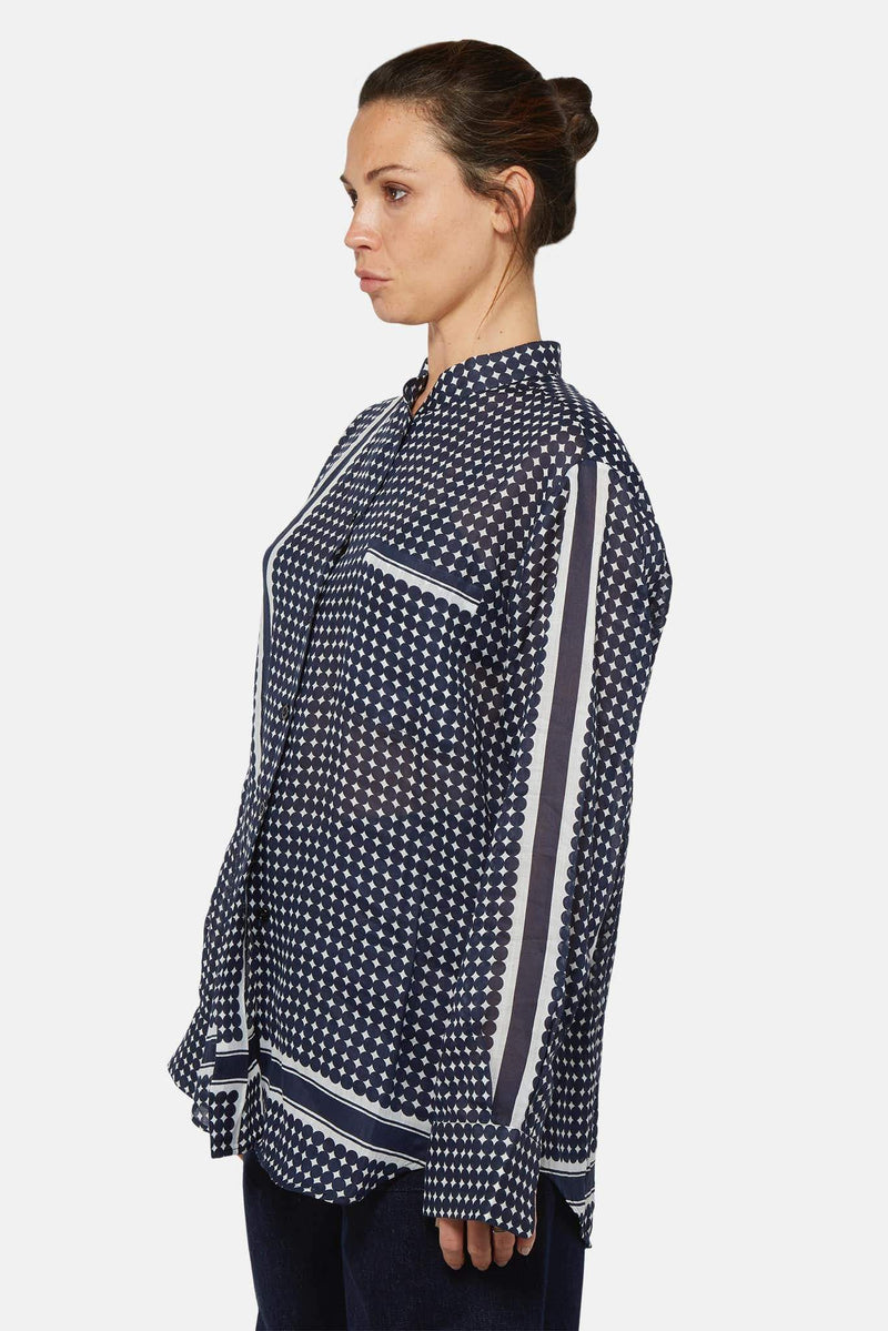 Chemise bleue à imprimé géométrique Sara Lanzi