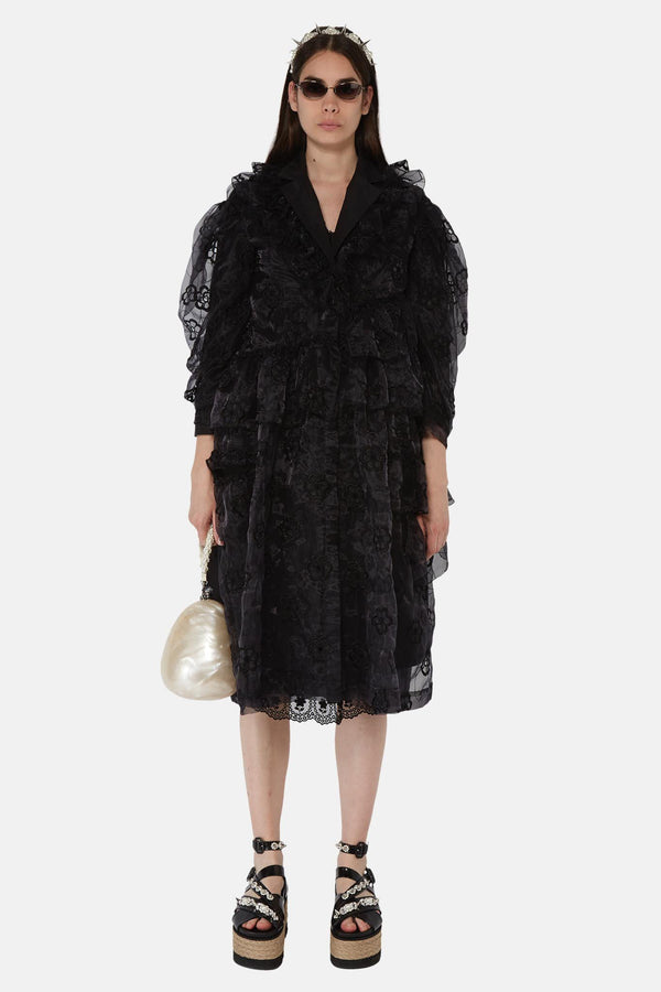 Manteau noir à organza superposée Simone Rocha