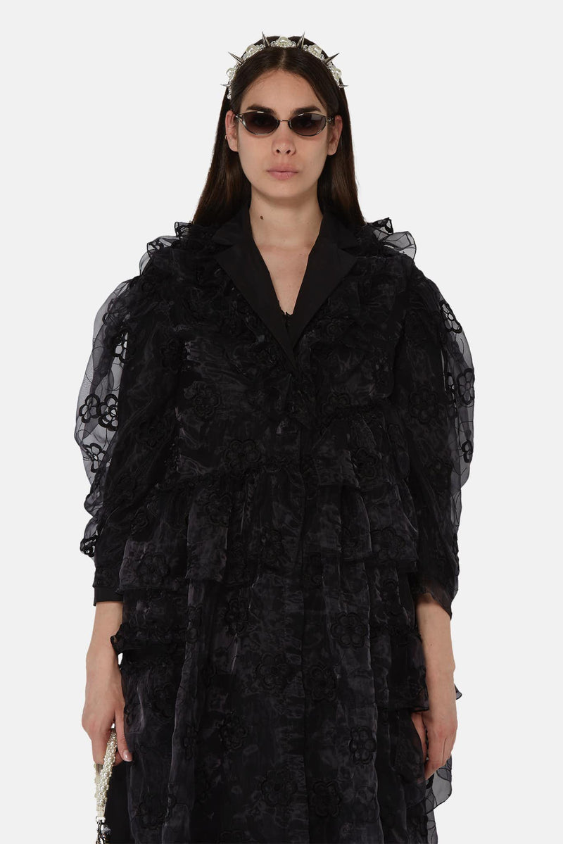 Manteau noir à organza superposée Simone Rocha