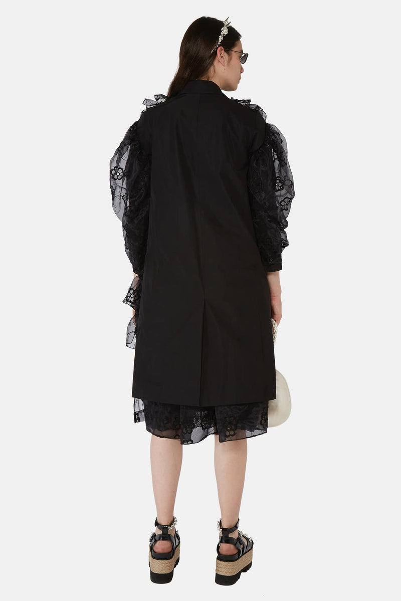 Manteau noir à organza superposée Simone Rocha