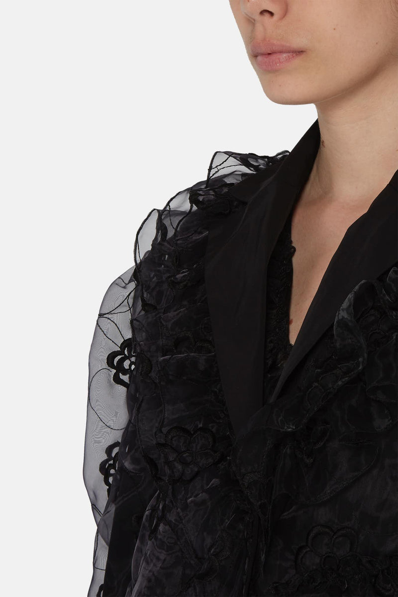 Manteau noir à organza superposée Simone Rocha