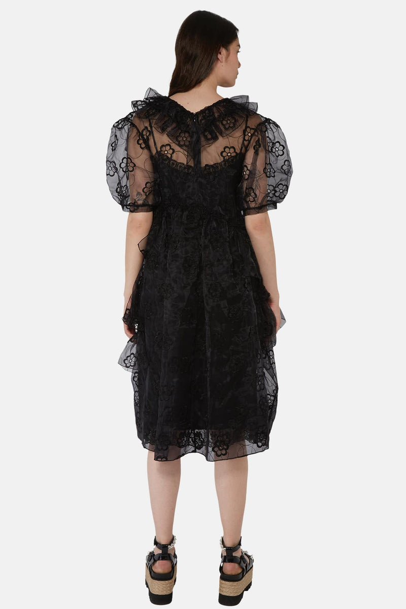 Robe midi semi-transparente en organza noir  Simone Rocha