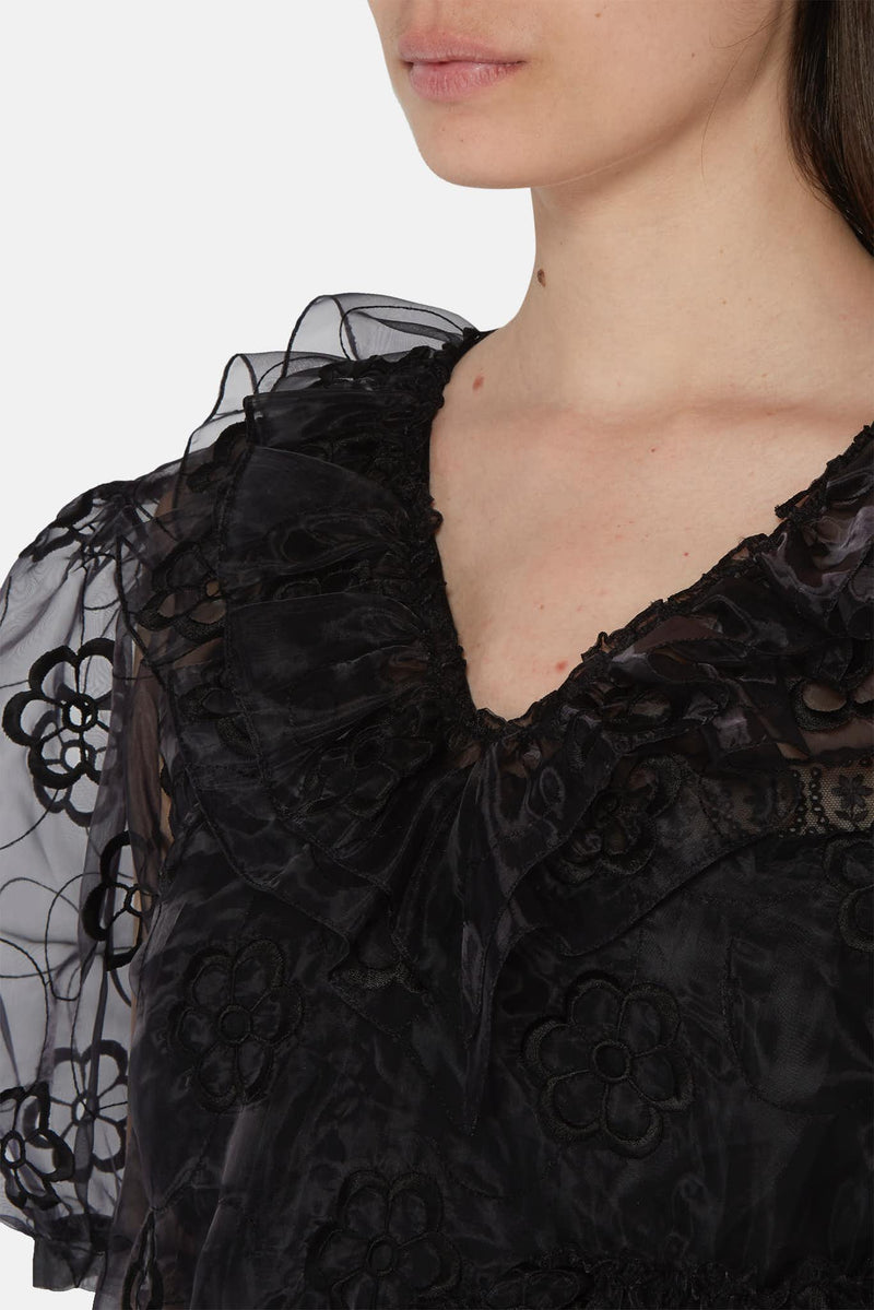 Robe midi semi-transparente en organza noir  Simone Rocha