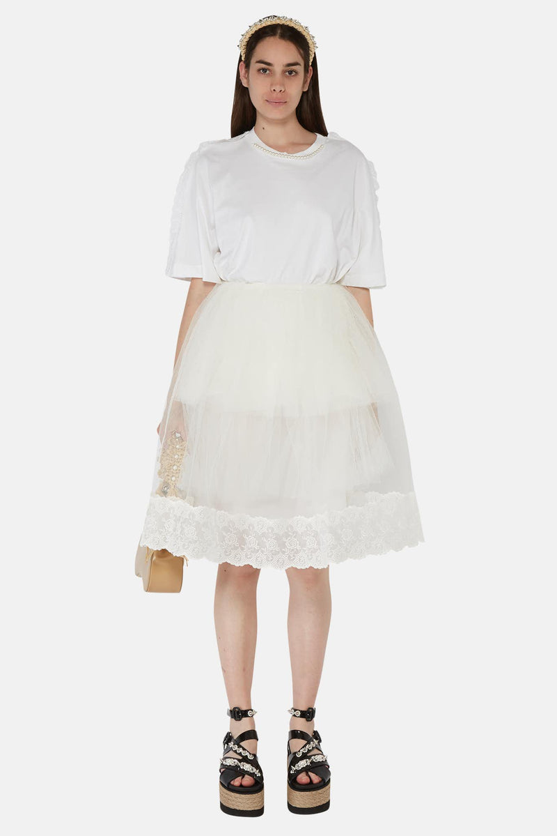 Jupe en tulle de nylon blanc Simone Rocha