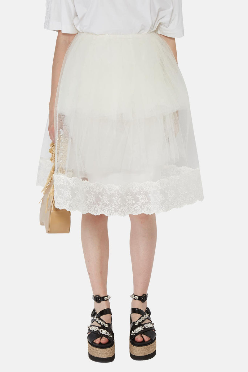 Jupe en tulle de nylon blanc Simone Rocha