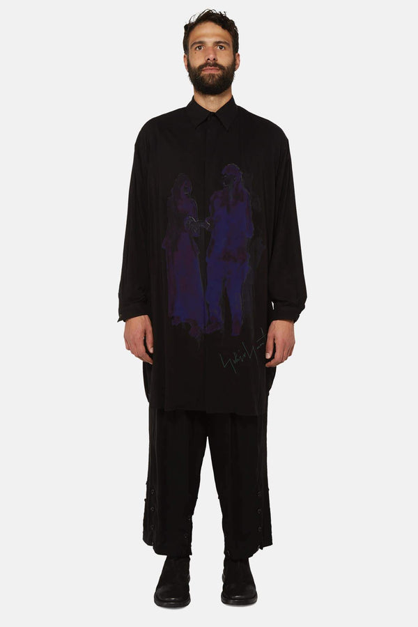 Chemise oversize noire à imprimé  Yohji Yamamoto