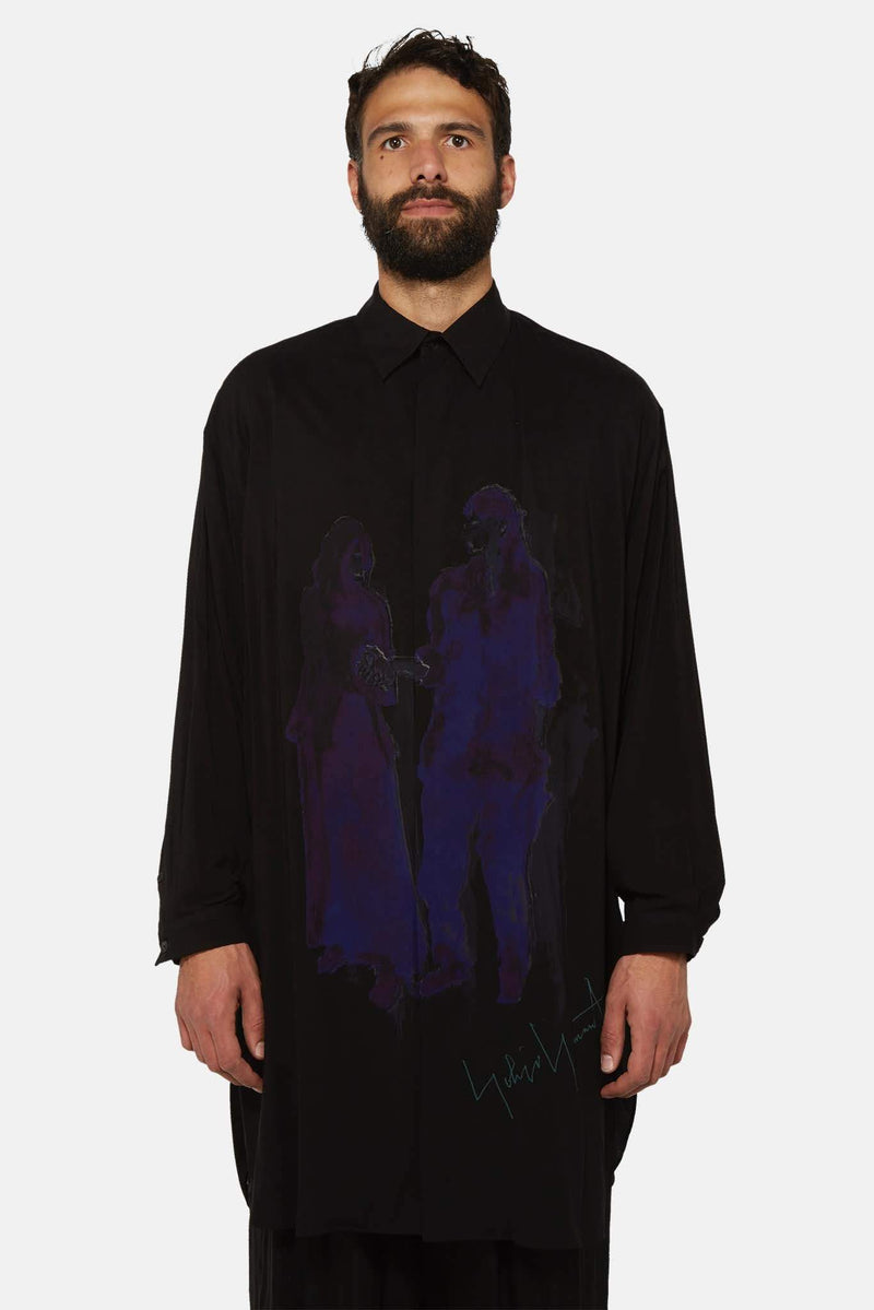 Chemise oversize noire à imprimé  Yohji Yamamoto