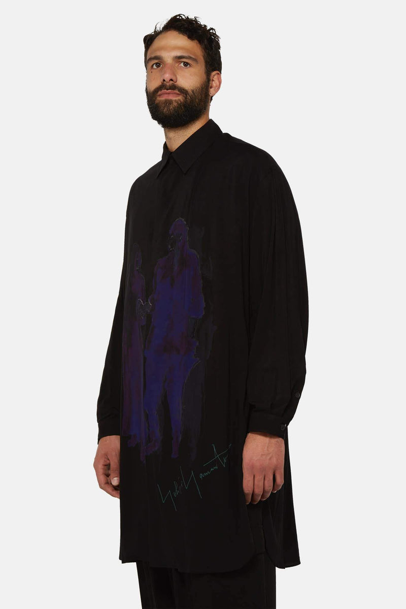 Chemise oversize noire à imprimé  Yohji Yamamoto