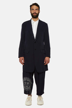 Blazer bleu marine à détails brodés Yohji Yamamoto