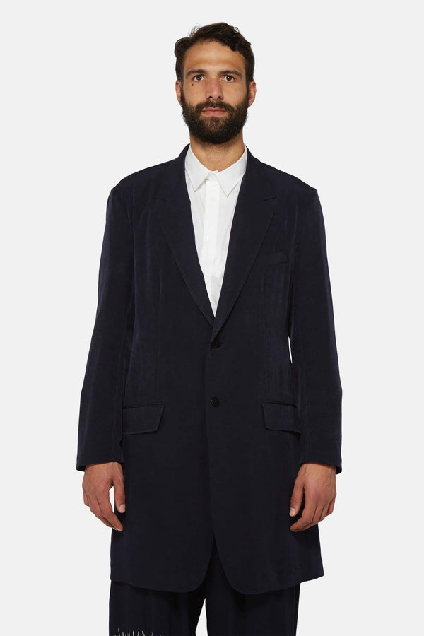 Blazer bleu marine à détails brodés Yohji Yamamoto