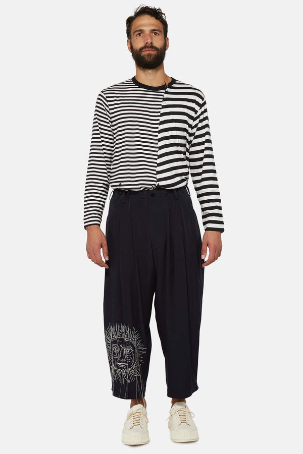 Pantalon bleu marine avec détail brodé Yohji Yamamoto