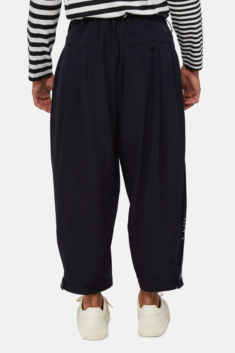 Pantalon bleu marine avec détail brodé Yohji Yamamoto