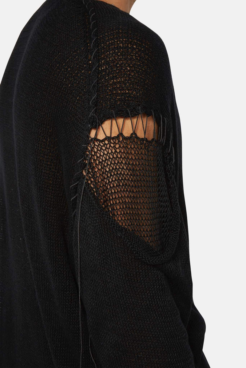 Pull noir semi-transparent déchiré  Yohji Yamamoto