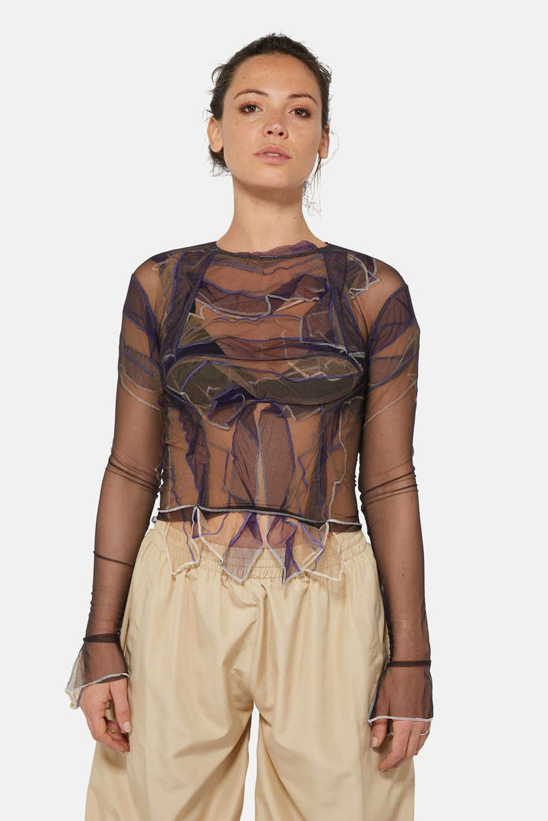 Top ajusté en tulle transparent noir Y/Project