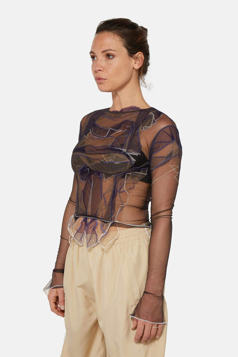 Top ajusté en tulle transparent noir Y/Project