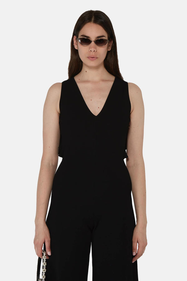 Combinaison drapée en viscose noir Stella McCartney