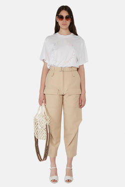 Pantalon fuselé en laine beige Stella McCartney