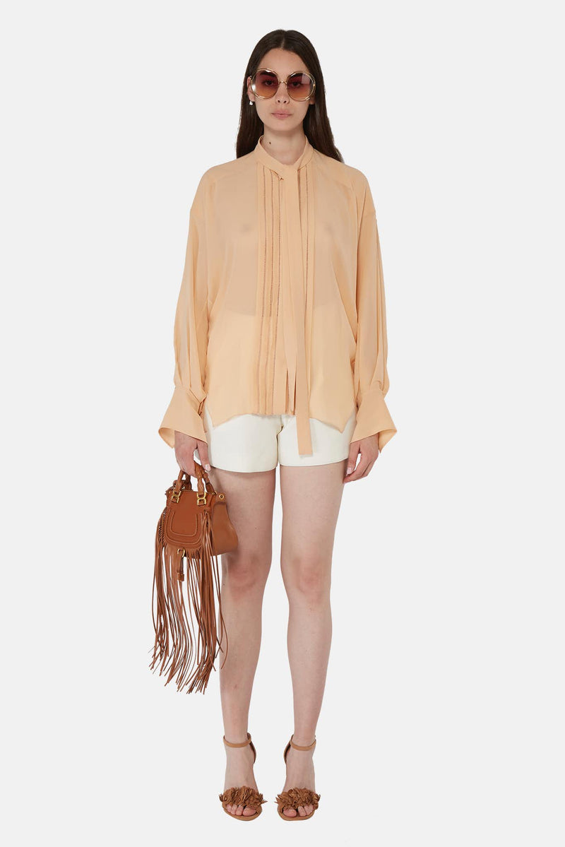 Chemise en soie beige à liens Chloé