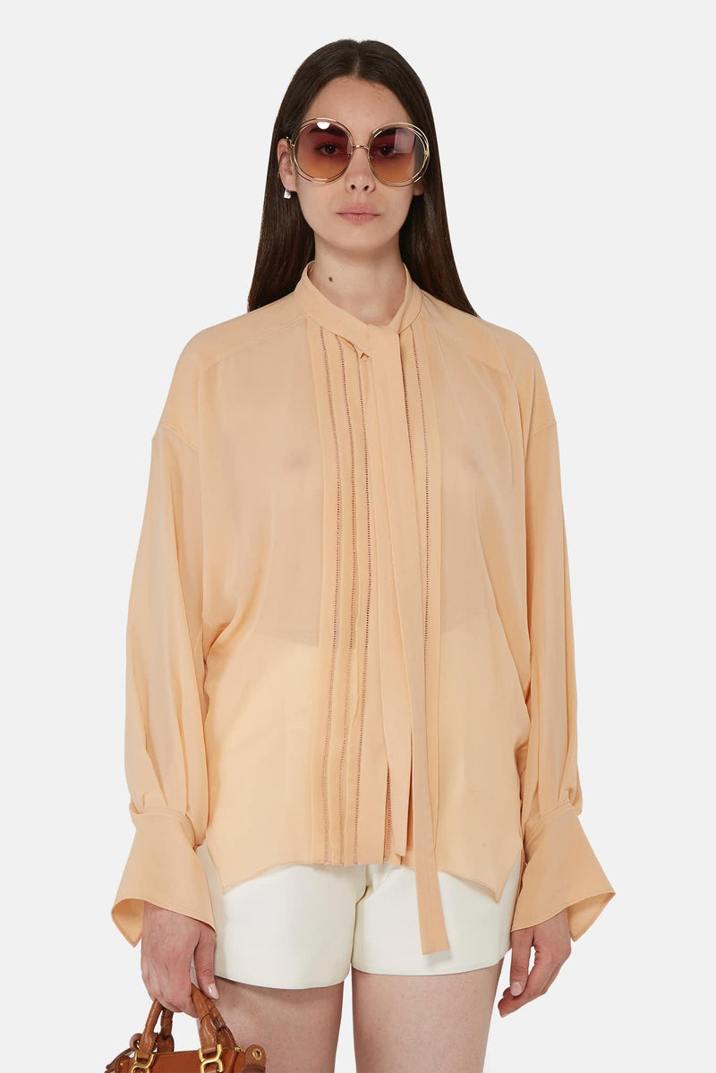 Chemise en soie beige à liens Chloé