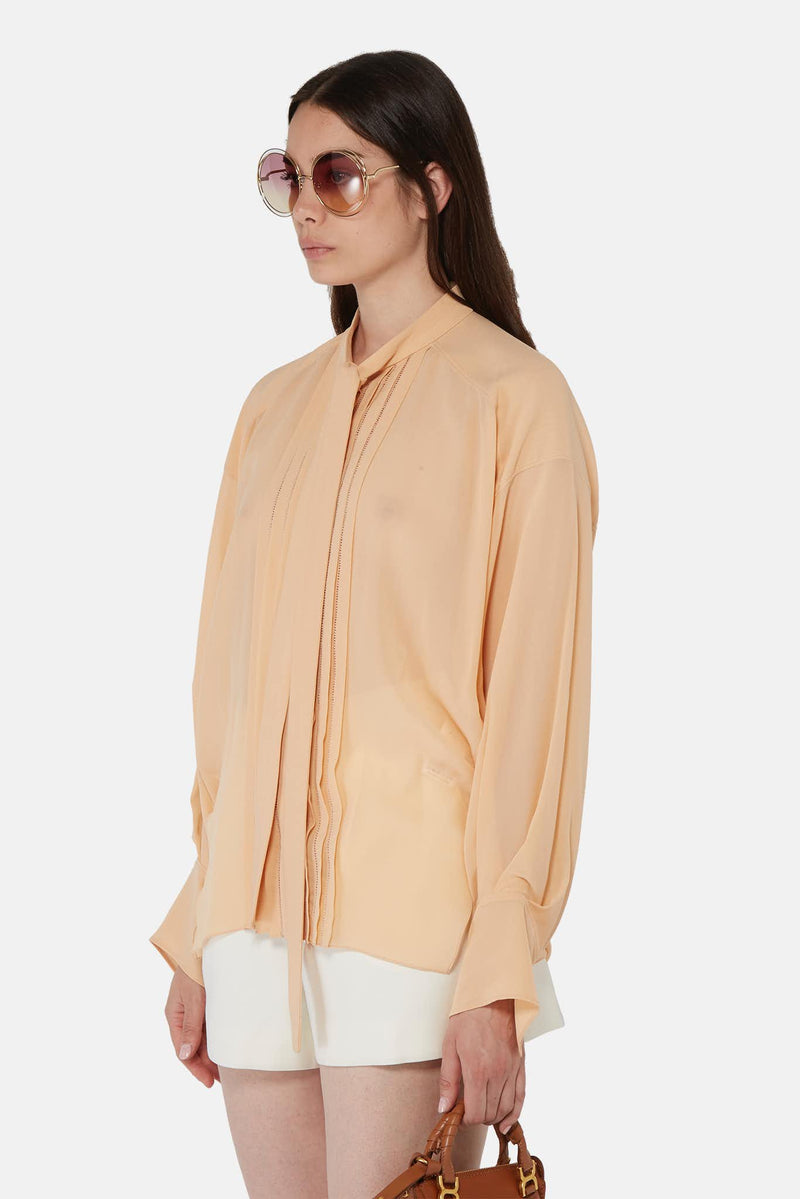 Chemise en soie beige à liens Chloé