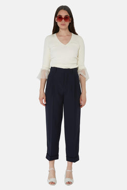 Pantalon carotte bleu marine Chloé