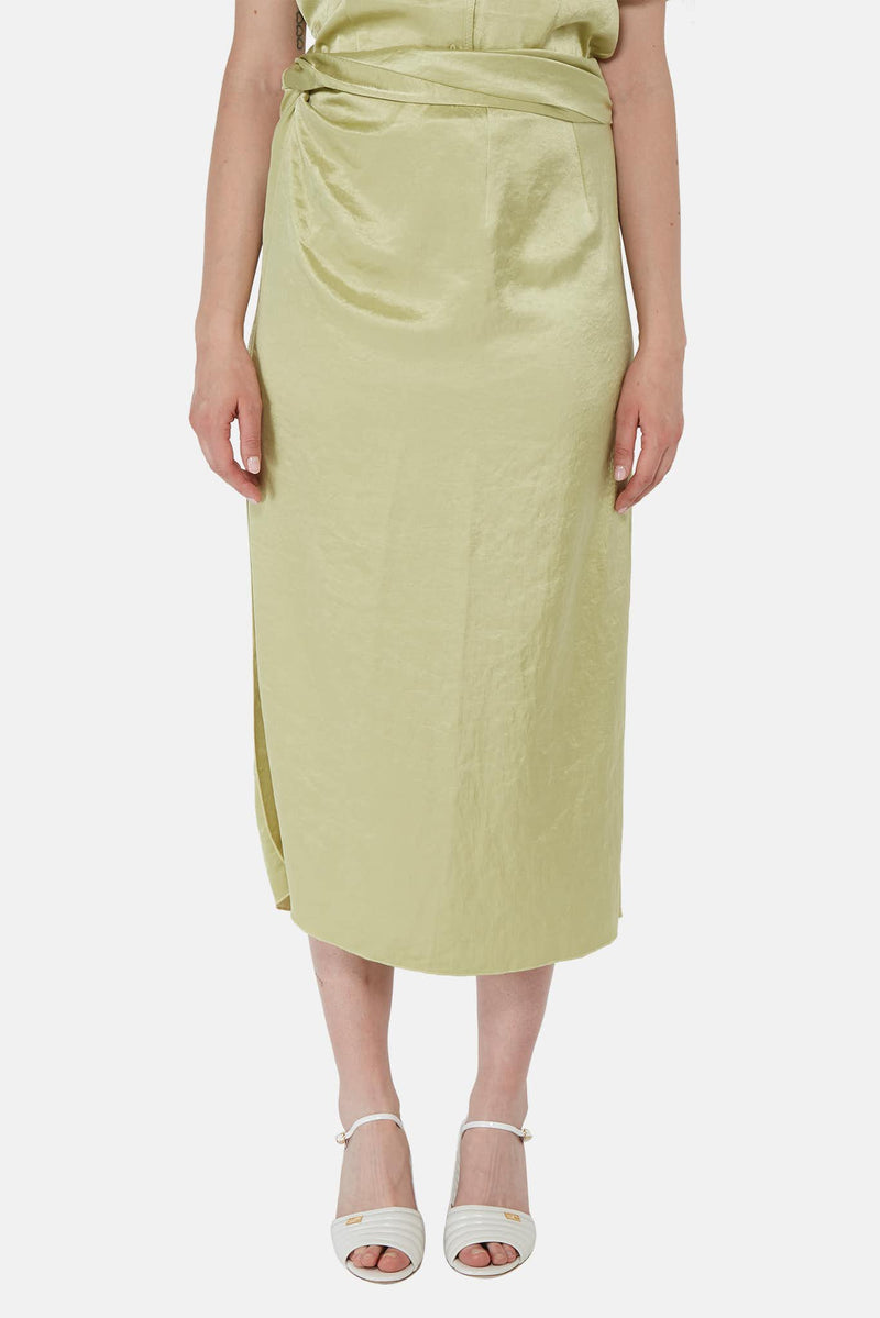 Jupe midi en satin vert Nanushka