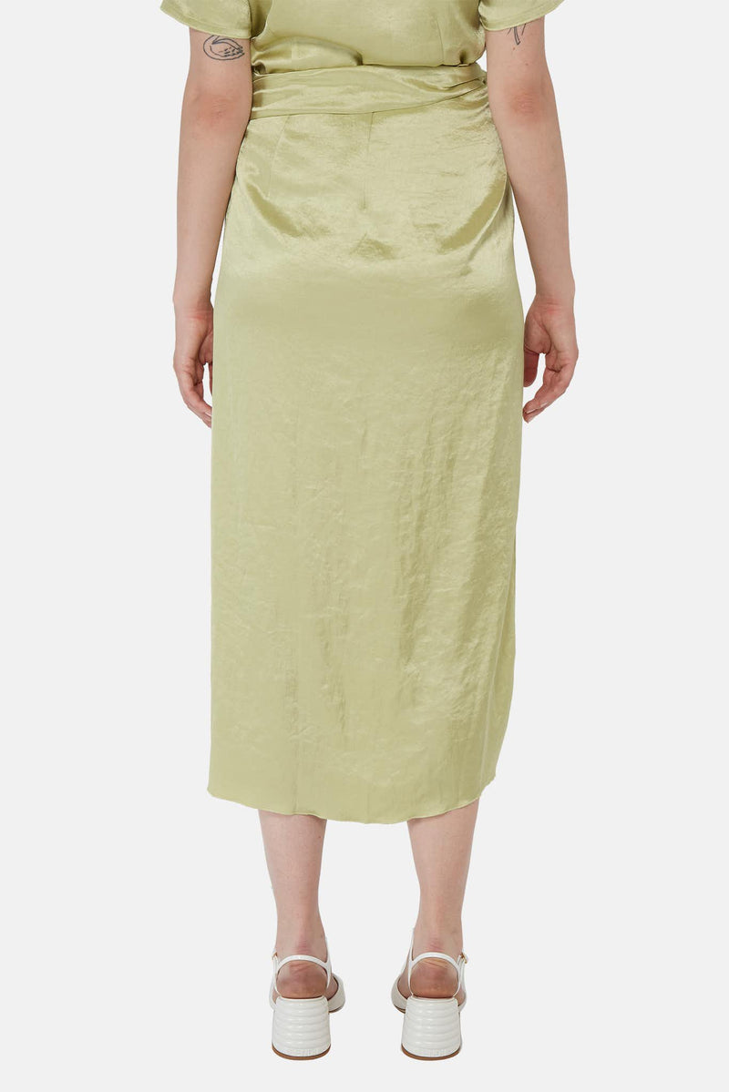 Jupe midi en satin vert Nanushka