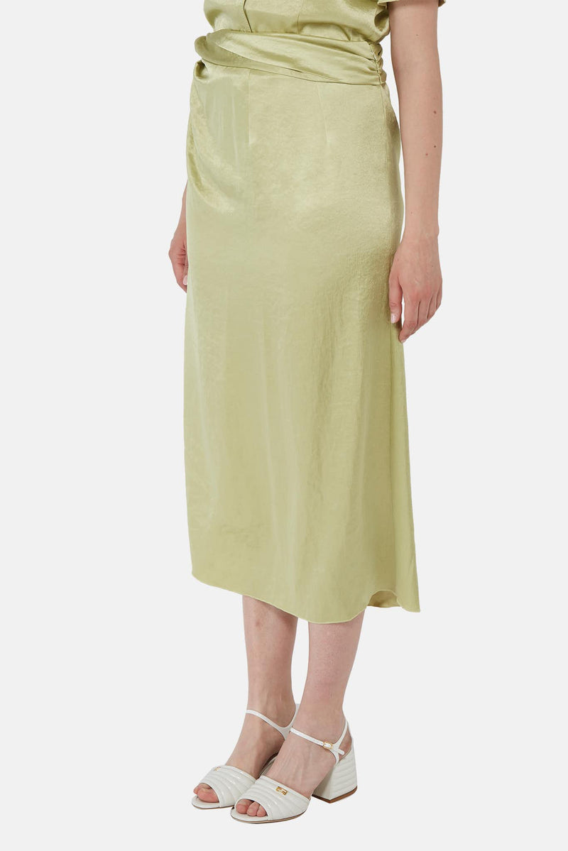 Jupe midi en satin vert Nanushka