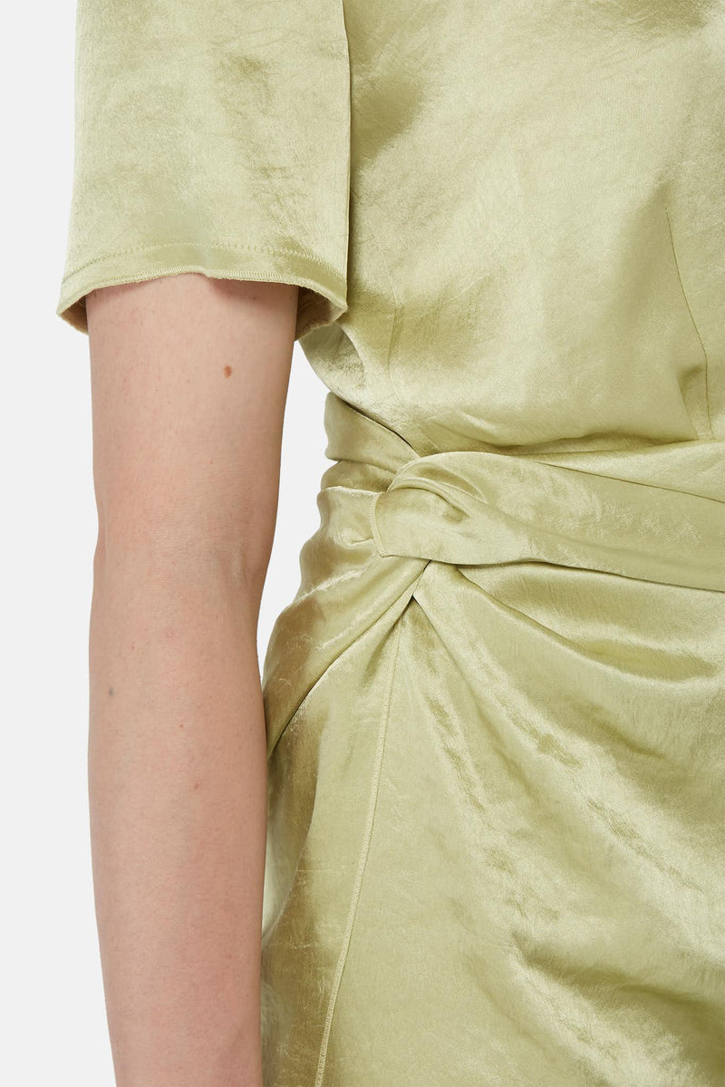 Jupe midi en satin vert Nanushka