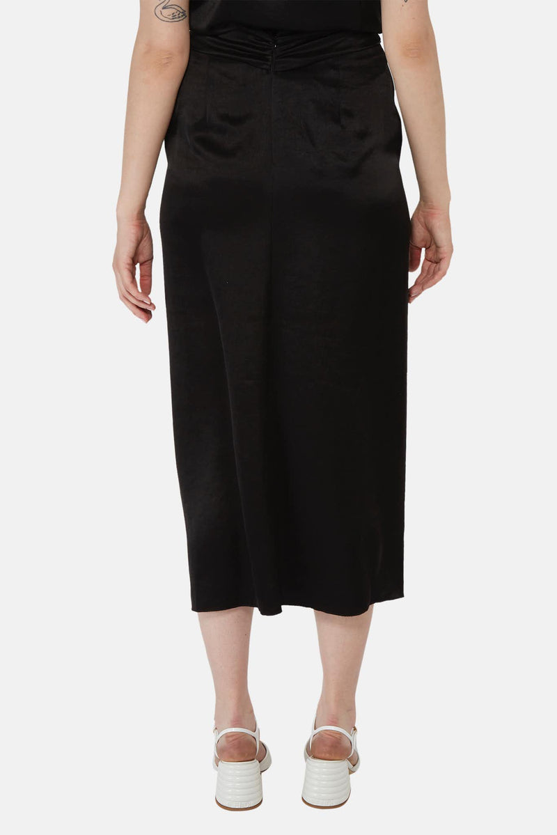 Jupe midi en satin noir Nanushka