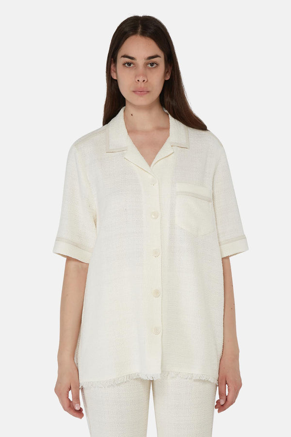 Chemise ample texturée blanc cassé Nanushka